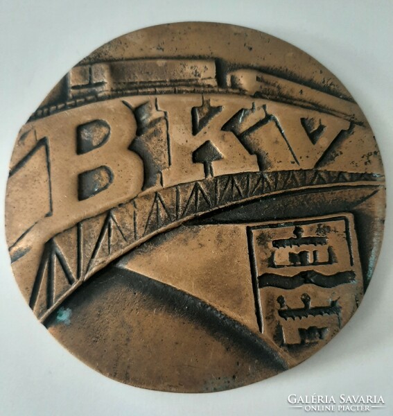BKV nagyméretű bronz emlék plakett , kétoldalas 9,8 cm saját dobozában