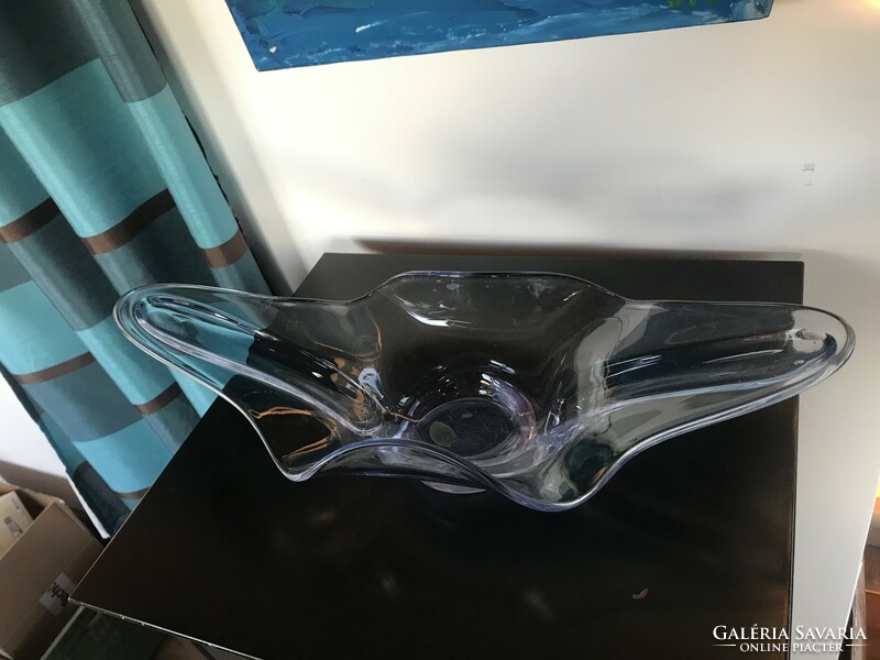 Huge, pale blue, color-changing glass centerpiece, large bowl (73)