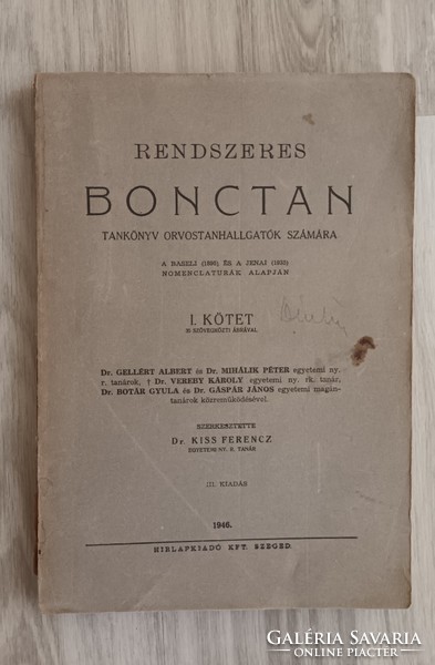 Rendszeres Bonctan Dr Kiss Ferencz 1946.