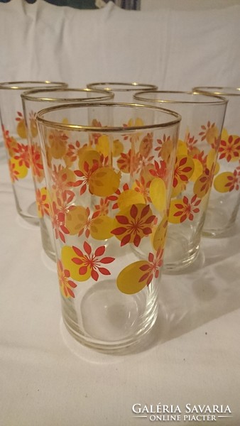 Retro floral summer lemonade glasses 6 pcs