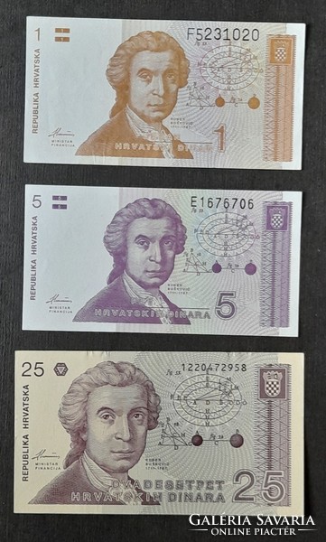 Croatia * 1-5-25 dinars 1991