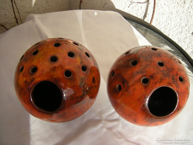 Spherical ceramic ikebana, flower vase in pairs
