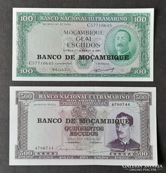 Mozambik * 100-500 escudo 1961/ 1967 * felülbélyegzés 1976