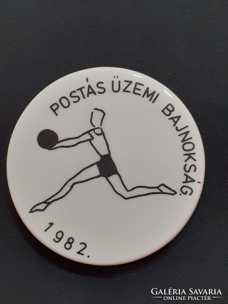 Hollóházi érem plakett Postás üzemi bajnokság 1982