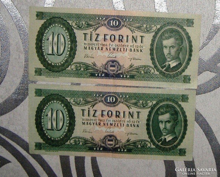 2 darab 1962-es 10Ft-os bankjegy