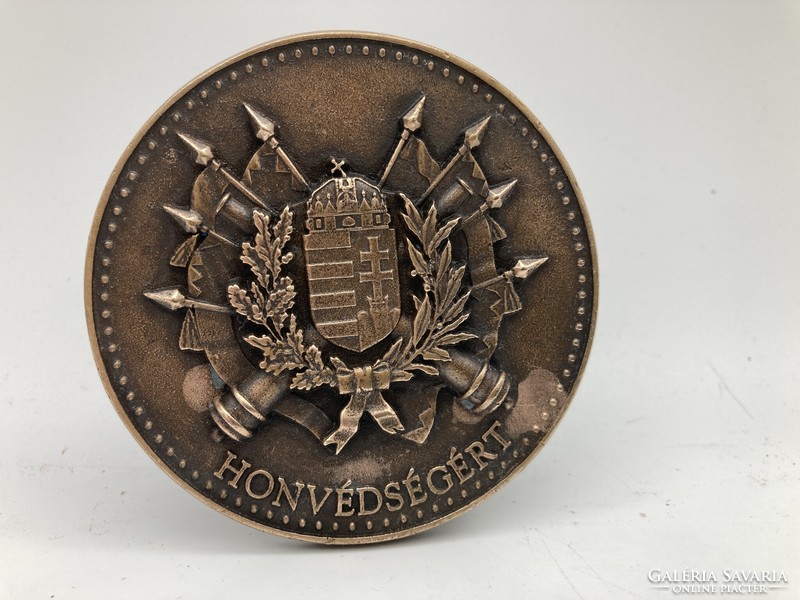 Címeres régi honvédségi bronz Honvédségért plakett