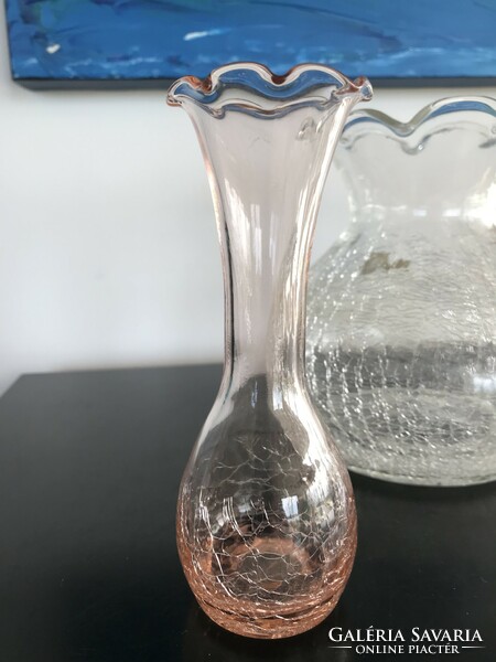 3 db fátyolüveg váza - egyiken jelzés: REGEN Hütte (303)