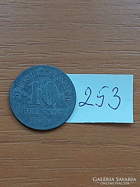 German Empire deutsches reich 10 pfennig 1918 zinc 253