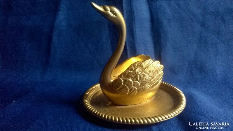 Metal miniature - swan - shelf decoration or dollhouse accessory