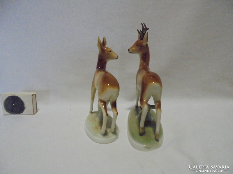 Royal dux doe and roe deer - porcelain statue, nipp, figurine - together