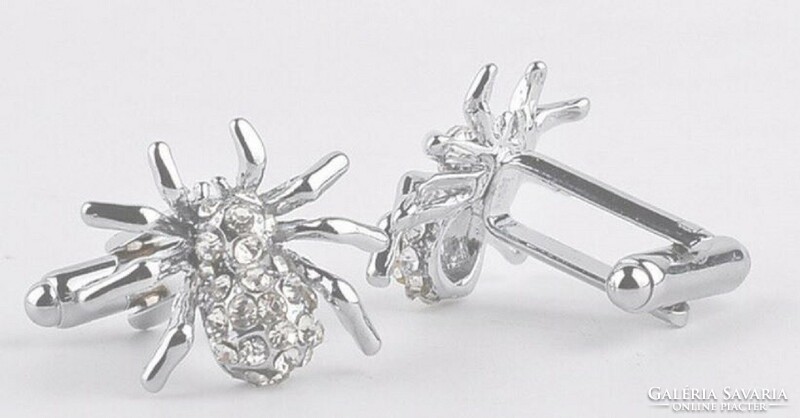 Mng03 - spider-shaped cufflinks with crystal-colored rhinestones, cufflinks