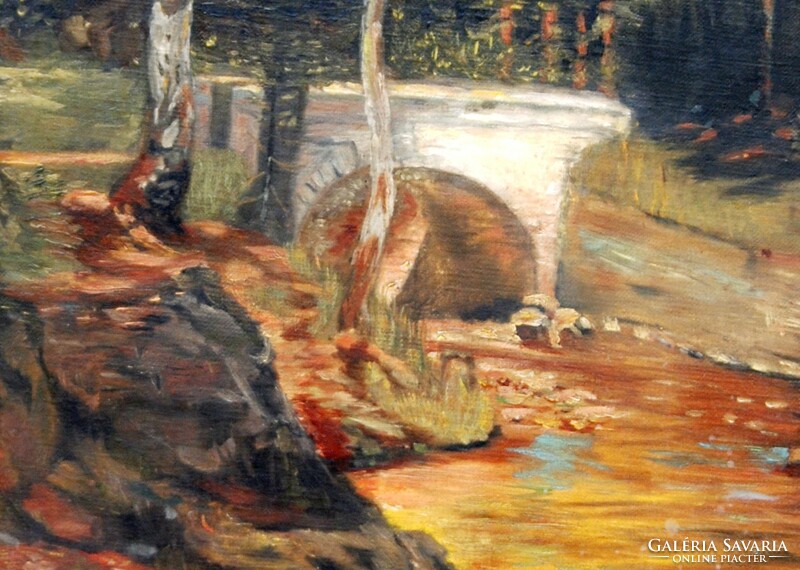 Right square: Erdei patak, 1907 - oil on canvas painting, framed