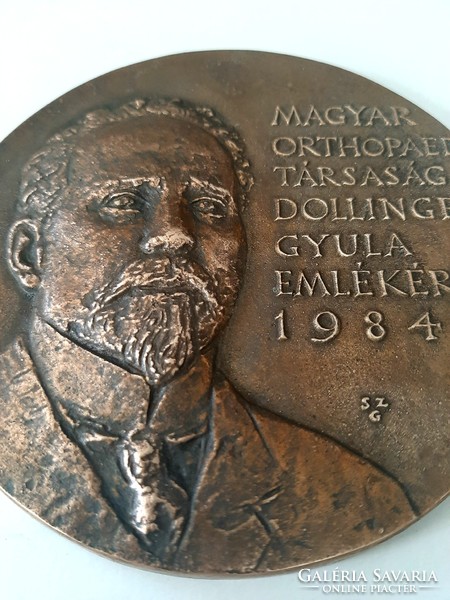 Gyula Dollinger Memorial Medal 1984 Hungarian Orthopedic Society Bronze Plaque Szabó Gábor Signó