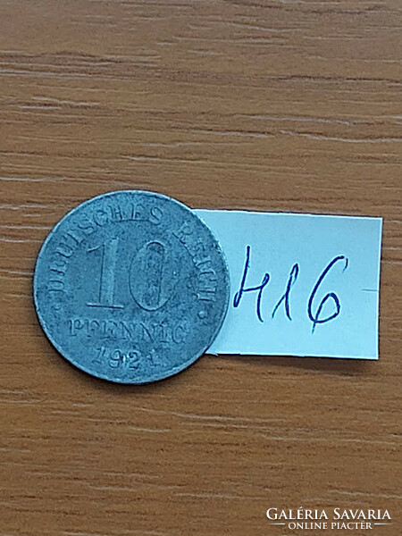 German Empire deutsches reich 10 pfennig 1921 zinc 416