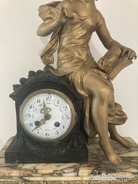 Antique French mantel clock gilded-marble.