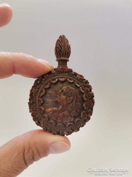 Antique rare carved perfume bottle / 18th century coquilla nut perfume bottle snuff flask