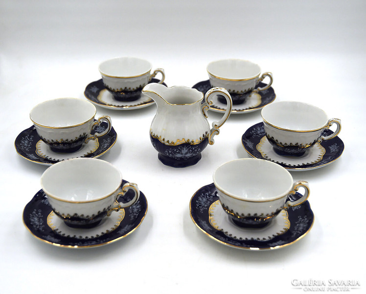 New Zsolnay pompadour coffee set, 6 cups + 1 creamer