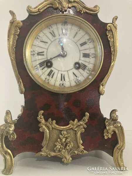 Antique French miniature boulle mantel clock!