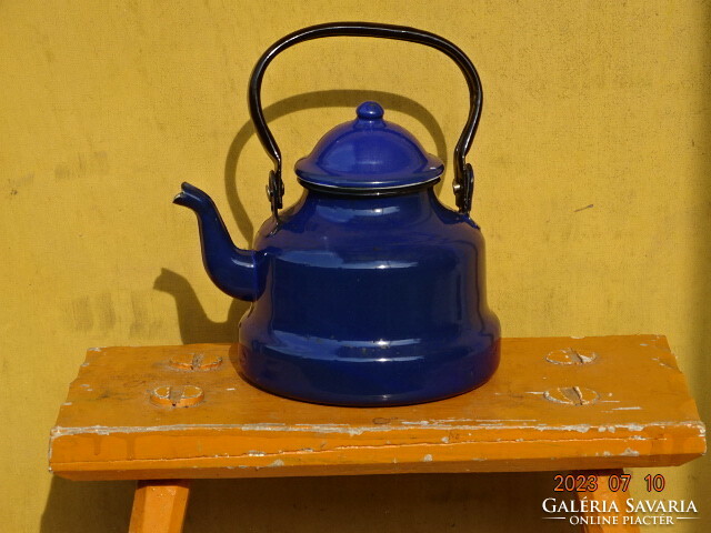 Peasant nostalgia decoration retro enamel indigo blue teapot