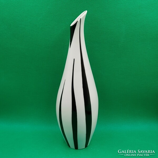 Modernista fekete fehér csíkos retro váza