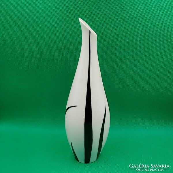 Modernista fekete fehér csíkos retro váza