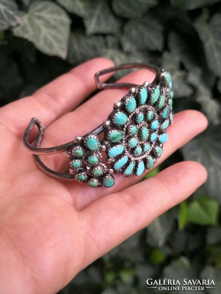 Beautiful silver bracelet with real turquoise stones
