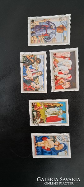 Mongólia festmények bélyegek csomag pecsételt 8.