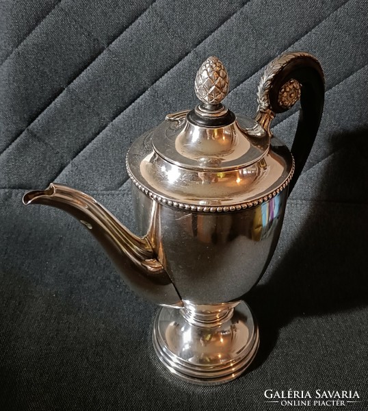 From HUF 1! Antique silver spout, with ebony handle, mark in several places! 26cm high, 752g. Gilded interior!