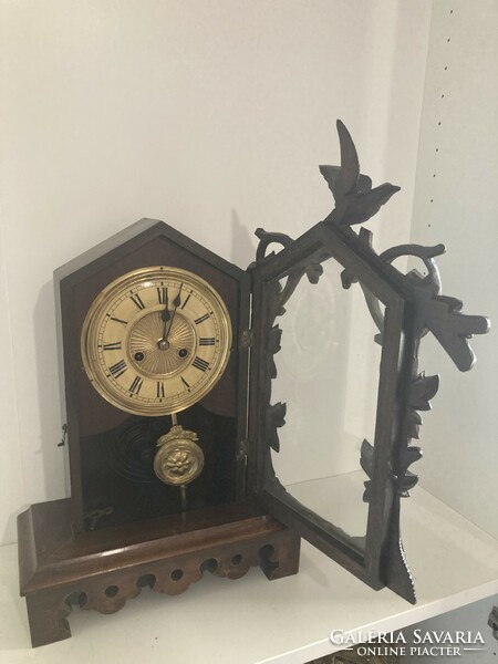 Antik nagyon ritka Badische német kandalló óra. Kakukkos kivitelben!