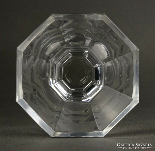 1M188 Antik csiszolt vadászjelenetes Biedermeier talpas üveg pohár XIX. század