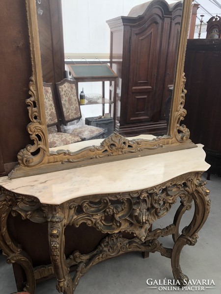 Barokk konzol asztal tükörrel