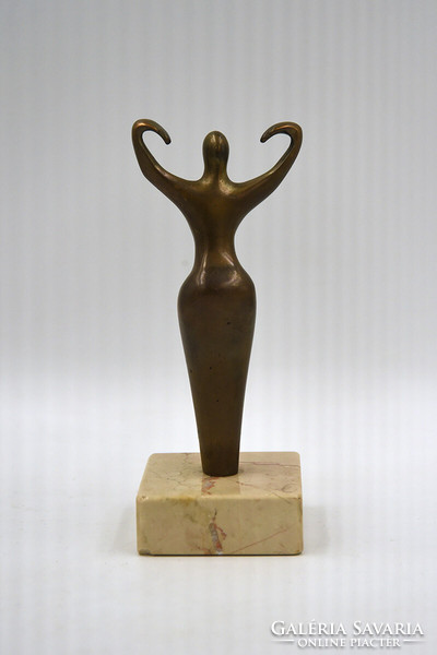 Art deco női bronzszobor márványtalapzaton, XX.sz.első fele