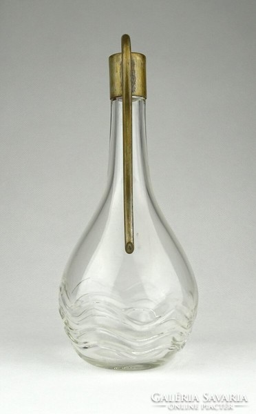 0Z983 antique Viennese Art Nouveau blown glass Austrian decanter with copper head 16.5 Cm