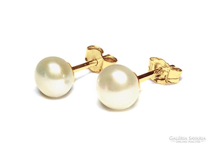 18Kt Gold Earrings - Freshwater Cultured Pearl Earrings in Gold - 18ct Pearl Jewelry