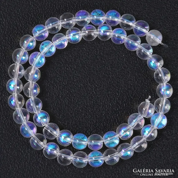 + Gift. Bracelet made of Ab crystal pearls, shines in the lights of the North Pole. The pearl is 8 mm