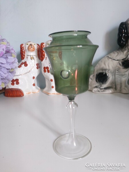 Delicate glass candle holder with an exciting shape, 17 cm high