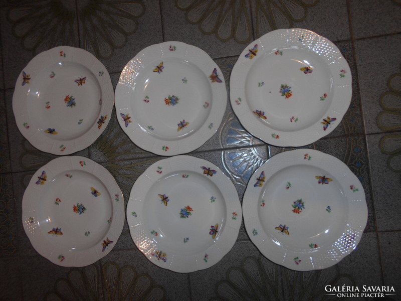 6 antique Herend puppilon (butterfly) pattern soup plate 24 cm
