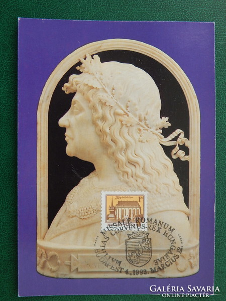 Postcard - Lombard Milanese master: relief of King Matthias, with occasional stamps