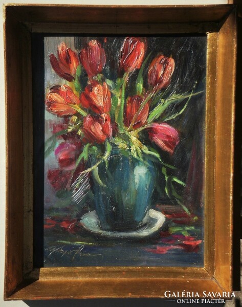 Illegible sign (First half of No. 20): tulips