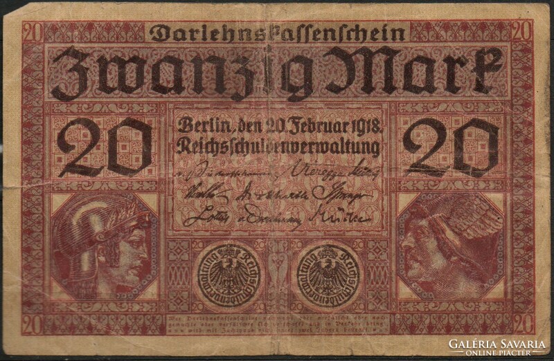 D - 207 -  Külföldi bankjegyek: Németország 1918  20 márka