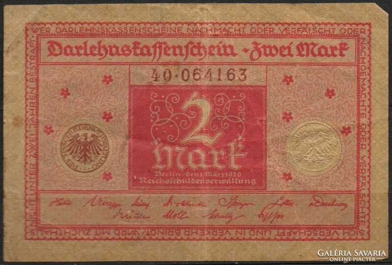 D - 215 - foreign banknotes: Germany 1920 2 marks