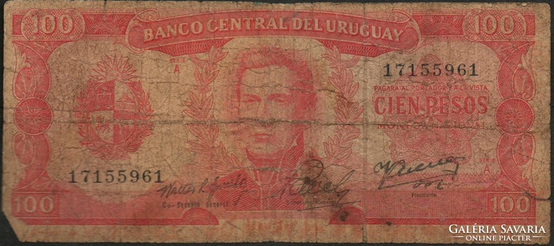 D - 209 - foreign banknotes: Uruguay 100 pesos