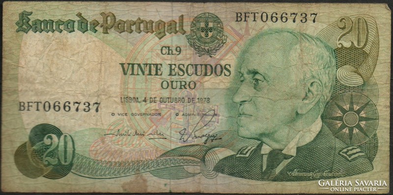 D - 212 -  Külföldi bankjegyek: Portugália 1978 20 escudos