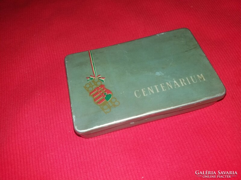 Antik címeres CENTENÁRIUM fém cigaretta / szivarka doboz a képek szerint