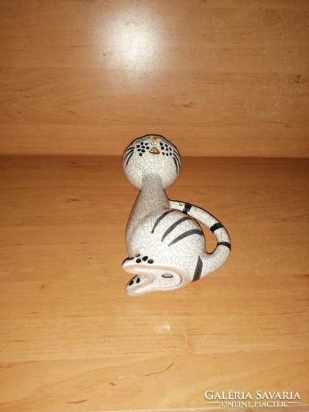 Gorka Lívia applied art ceramic cat figurine - 22 cm