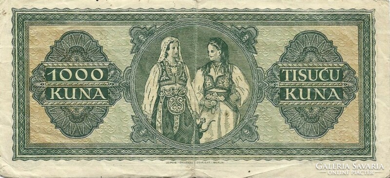 1000 Kuna 1943 Croatia 2.