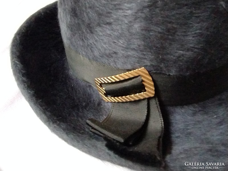 Vintage széles karimájú angóra női kalap