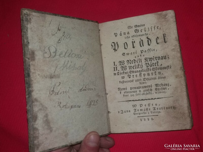 1822.Antique Czech-Slovak language Christian prayer book, rare according to the pictures