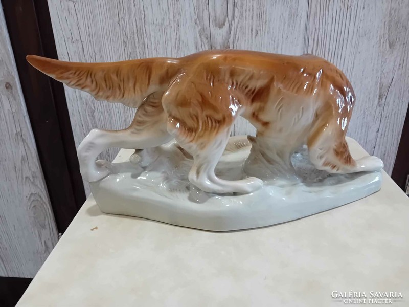 Royal Dux csehszlovák porcelán vadászkutya - ír szetter figura