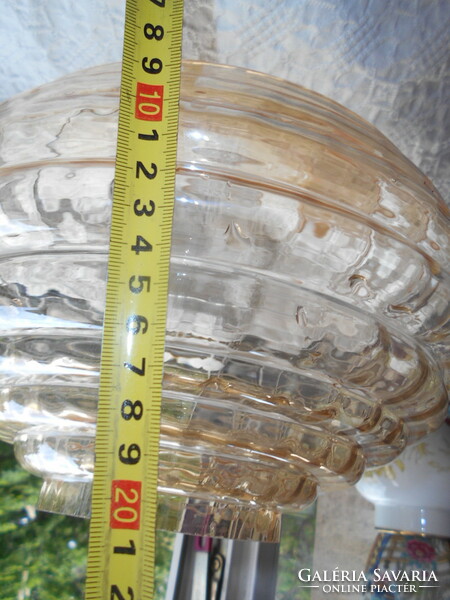 Old large glass lamp shade, for a branch lamp - slightly lustrous color, stepped style.